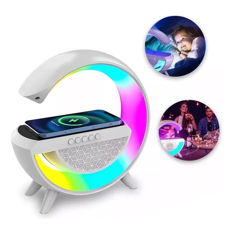 Luminária G Speaker RGB Carregador Indução Relógio Smart