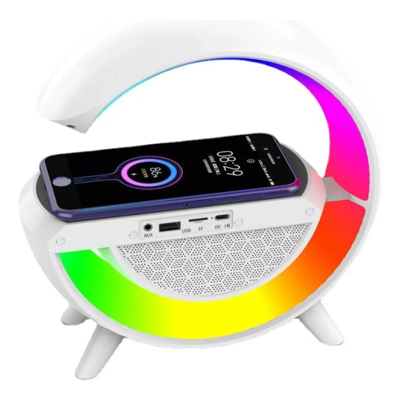 Luminária G Speaker RGB Carregador Indução Relógio Smart